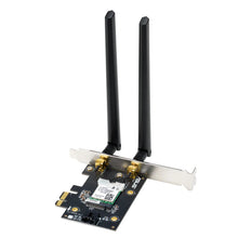 Load image into Gallery viewer, Asus WiFi 6E PCI-E Adapter with 2 external antennas, Supporting 6GHz band; 160MHz; Bluetooth 5.2; WPA3 network security; OFDMA adapter
