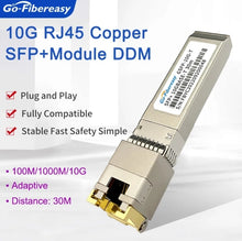 Load image into Gallery viewer, 10Gb SFP to RJ45 Transceiver Module SFP-10G-T 10GBase-TX RJ45 Copper 30m Cisco/Mikrotik/Netgear/TP-Link Fiber Optical Switch