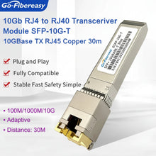 Load image into Gallery viewer, 10Gb SFP to RJ45 Transceiver Module SFP-10G-T 10GBase-TX RJ45 Copper 30m Cisco/Mikrotik/Netgear/TP-Link/ Fiber Switch