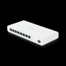 Load image into Gallery viewer, Ubiquiti UISP - PoE switch for MicroPoP, 8x Gigabit Ethernet Passive 27V PoE, 1x SFP Port, 110W POE, Fanless, Wallmount, Bluetooth Setup, UB-UISP-S