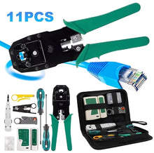 Load image into Gallery viewer, 11Pcs Portable LAN Network Tool Set Wear Resistant Computer Network Repair Tool Kit Crimping Maintenance Tool Set for Home Office