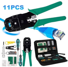 Load image into Gallery viewer, 11Pcs Portable LAN Network Tool Set Wear Resistant Computer Network Repair Tool Kit Crimping Maintenance Tool Set for Home Office