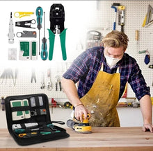 Load image into Gallery viewer, 11Pcs Portable LAN Network Tool Set Wear Resistant Computer Network Repair Tool Kit Crimping Maintenance Tool Set for Home Office