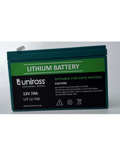 Load image into Gallery viewer, Uniross Li-FePO4 12.8V 7Ah, 89.6Wh, High Draw, Lithium Phosphate battery, Charge @ 1.4A(Max 6A) Discharge @ 15A(Max 35A/3sec) IP56 Rated, Power Backup
