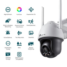 Load image into Gallery viewer, TP-Link VIGI 4MP Full-Color Wi-Fi Pan/Tilt Network Camera, IR/White Light, 12V DC, 4 mm Fixed Lens, Built-In Microphone, Speaker, micro-SD Slot, IP66