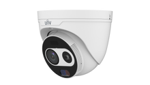 Load image into Gallery viewer, UNV H.265 4MP LightHunter Dual-spectrum Thermal Network Turret Camera, smoke, fire, Temp, Uniview SIP, 12V DC 24V AC, PoE, IP67, IR 50m, 3.2mm Thermal