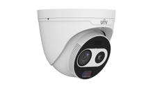 Load image into Gallery viewer, UNV H.265 4MP LightHunter Dual-spectrum Thermal Network Turret Camera, smoke, fire, Temp, Uniview SIP, 12V DC 24V AC, PoE, IP67, IR 50m, 3.2mm Thermal