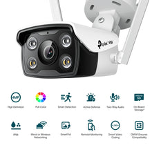 Load image into Gallery viewer, TP-Link VIGI 4MP Outdoor Full-Color WiFi Bullet Network Camera, Progressive Scan CMOS, Color/0.005 Lux@F1.6, 0 Lux with IR/White Light, 25fps/30fps