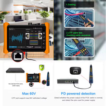 Load image into Gallery viewer, Fiber Optic Reflectometer MOT-73 OTDR 1310/1550nm 1610nm 28/26/24dB 7" Touch Screen VFL OLS OPM Event Map Ethernet Cable Tester