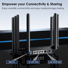Load image into Gallery viewer, WAVLINK WiFi 6 Gigabit Router AX6000 Dual-Band 5GHz 2.4GHz Wireless Mesh Router 2500Mbps WAN/LAN 8x5dBi High Gain Antennas