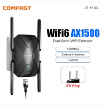 Load image into Gallery viewer, Comfast WiFi 6 WIFI Range Extender AX1500 2.4GHz + 5GHz wifi Repeater 4*3dBi Antennas Long Distance Range Signal Expansion Amplifier