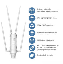 Load image into Gallery viewer, WavLink High Power AC1200 Outdoor Waterproof Wireless Repeater Access Point WiFi Router Dual Band 5G Long Range Extender