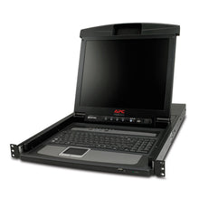 Load image into Gallery viewer, APC 17-inch rack LCD console with integrated 8 port analog KVM switch, Compatible with Windows, Sun, Unix, and Linux systems, Includes mounting AP5808
