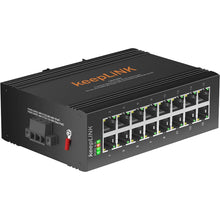 Load image into Gallery viewer, keepLiNK Industrial Ethernet Switch 16-Port Gigabit 100/1000Mpbs Unmanaged with IP40 rating Ethernet Network Switch KP-9000-65-16GT