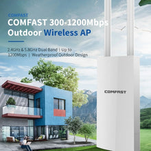 Load image into Gallery viewer, COMFAST 300/1200Mbps Outdoor Wireless AP 2.4/5.8G WiFi Router 48V 0.32A POE Bridge Repeater Antenna