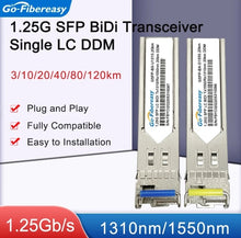 Load image into Gallery viewer, Gigabit SFP BiDi LC Transceiver Module 3/10/20/40/80/100km 1000Base-BX WDM SFP Optical Module for Mikrotik/TP-Link/Zyxel