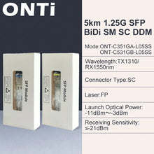 Load image into Gallery viewer, ONTi 1.25G BIDI SC Connector Transceiver WDM SFP Module Gigabit Single Mode Fiber Optical Ethernet Compatible with Cisco Switch