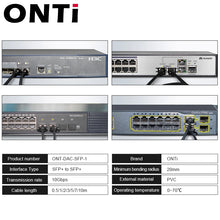 Load image into Gallery viewer, ONTi 10G SFP+ Twinax Cable, Direct Attach Copper(DAC) Passive Cable, 0.5-7M, for Cisco, Huawei, MikroTik, HP, Intel...Etc Switches
