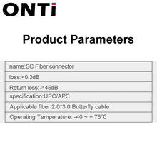 Load image into Gallery viewer, ONTi FTTH Embedded Fiber Optic Fast Connector SC APC Single Mode Fiber Optic Adapter SC UPC Cold Connection Quick Field Assembly