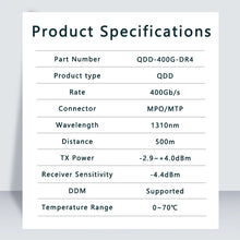 Load image into Gallery viewer, Fiber Optic Transceivers QDD-400G-DR4 Transceiver SMF 500M 400g qsfp-dd 1310nm optical connector module MPO/MTP for Finisar