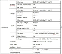 Load image into Gallery viewer, NOYAFA NF-8209 RJ45 Cable Tracker POE network Wire Checker cable tester Test Network Tool Scan Cable Wiremap utp Tester