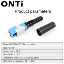 Load image into Gallery viewer, ONTi Newest 50-200pcs SC UPC/APC Single-Mode Fiber Optic Quick connector FTTH Cold Connector Tool Field Assembly Adapter