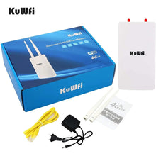 Load image into Gallery viewer, KuWFi Waterproof Outdoor 300Mbps WiFi Router CAT4 4G LTE Routers 3G/4G SIM Card Router Modem for IP Camera/Outside WiFi Coverage