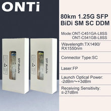 Load image into Gallery viewer, ONTi 1.25G BIDI SC Connector Transceiver WDM SFP Module Gigabit Single Mode Fiber Optical Ethernet Compatible with Cisco Switch