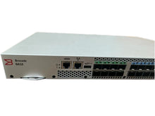 Load image into Gallery viewer, Brocade G610 series 24 port switch, 8 port activation, including 8 Brocade 32Gb/s shortwave multi-mode modules, port side exhaust