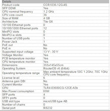 Load image into Gallery viewer, Mikrotik CCR1016-12G/CCR1036-12G-4S/CCR1036-12G-4S-EM Industrial Gigabit Optical Fiber ROS Cloud Router, 12 x Gigabit Ethernet