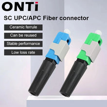 Load image into Gallery viewer, ONTi Newest 50-200pcs SC UPC/APC Single-Mode Fiber Optic Quick connector FTTH Cold Connector Tool Field Assembly Adapter