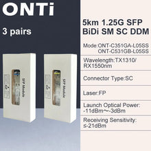 Load image into Gallery viewer, ONTi 1.25G BIDI SC Connector Transceiver WDM SFP Module Gigabit Single Mode Fiber Optical Ethernet Compatible with Cisco Switch