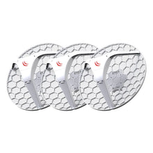 Load image into Gallery viewer, Original MikroTik LHG 5 (RBLHG5kit) 802.11n wireless Bridge AP Dual chain 24.5dBi 5GHz CPE Integrated Antenna, 600Mhz CPU, 3-PACK