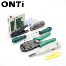 Load image into Gallery viewer, ONTi Network Tool Kit Professional Portable Ethernet Computer Maintenance LAN Cable Tester Crimper Cutter Repair Set with Bag