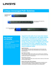 Load image into Gallery viewer, Linksys LGS124P PoE+ Switch 16-Port Business Desktop Gigabit Wired Connection Speed Up To 1,000 Mbps 24 Gigabit Ethernet