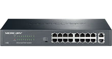 Load image into Gallery viewer, MERCURY 18Port 16PoE 214W 1000Mbps VLAN Switch IEEE802.3af/at Max PoE 214W 18 ports Ethernet PoE RJ45 Gigabit Switch Plug&Play