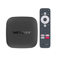Load image into Gallery viewer, Netogy Nova Android TV Box, 1x Nova 4K Ultra HD Android TV Box, 1x Bluetooth voice remote, 1x Power adapter, 1x HDMI cable, 1x User guide