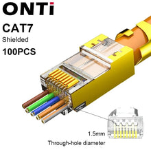 Load image into Gallery viewer, ONTi RJ45 Cat7/6/6A/5E Connector, RJ45 Crimper Tool Pass Through Crimp with Replacement Blade Ethernet Cable Stripper