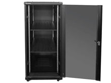Load image into Gallery viewer, Acconet 42U 19-Inch Assembled Rack, 800mm Deep, features Black, Clear Glass Door with Lock, 4x 220V Fans, 2x Shelves, Ideal for Networking Storage