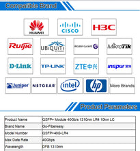 Load image into Gallery viewer, Optical Module Single-mode QSFP 40G LR4 10km 1310nm Duplex LC/UPC DDM QSFP+ Transceiver QSFP-40GE-LR4 For Cisco,Mikrotik