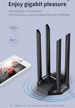 Load image into Gallery viewer, 1300M Wifi Adapter MT7612 USB3.0 WI FI Network Cord Dongle 2.4G 5Ghz Daul Band Wirewless Antenna Receiver For PC Win10/11 Linux