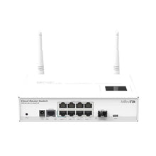 Load image into Gallery viewer, MikroTik Cloud Router Switch CRS109-8G-1S-2HnD-IN 8xGbit Smart Switch, 1xSFP cage, LCD, 802.11b/g/n Dual Chain wireless, 600MHz CPU, 128MB RAM