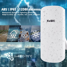 Load image into Gallery viewer, Kuwfi 5GHz 450Mbps Wifi Bridge Outdoor CPE Long Range Wireless Repeater Extender Access Point AP WiFi Bridge Client Router