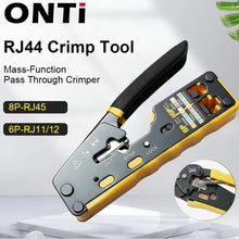 Load image into Gallery viewer, ONTi RJ45 Cat7/6/6A/5E Connector and RJ45 Crimp Tool Pass Through Crimper for 8P8C with Replacement Blade Cable Stripper Network Tool