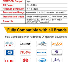 Load image into Gallery viewer, SFP 10Gb 2km,10km,20km Transceiver Module 10GBASE-LR 1310nm LC SMF For Cisco,Mikrotik,TP-Link,D-Link 10Gigabit Ethernet Switch