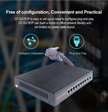 Load image into Gallery viewer, Comfast 10 ports 10/100/1000 Gigabit Ethernet Network POE Switch with 48V Power Supply 16Gbps switching capacity CF-SG181P