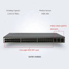Load image into Gallery viewer, Huawei S6700 Series Enterprise Switch S6730-H48X6C 48*10GE SFP+ ports, 6*40GE QSFP28 ports managed gigabit 48port POE FTTx Solutions