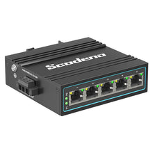 Load image into Gallery viewer, Scodeno Industrial Etherent Switch Unmanaged IP40 DIN-Rail DC12~58V input Voltage, 1G switching, Fanless, XPTN-9000-45-5TXm
