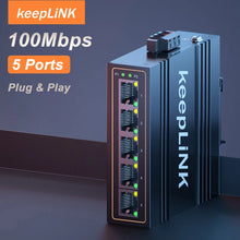 Load image into Gallery viewer, KeepLiNK Industrial 5-Port 10/100 Mbps Ethernet Switch Rugged Metal Housing IP40 DIN-Rail Mountable KP-9000-45-5TXm