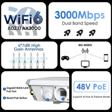 Load image into Gallery viewer, WAVLINK High Power WiFi6 Long Range Outdoor Access Point Dual Band 2.4G+5G WiFi Mesh Extender Booster with PoE IP67 Weatherproof
